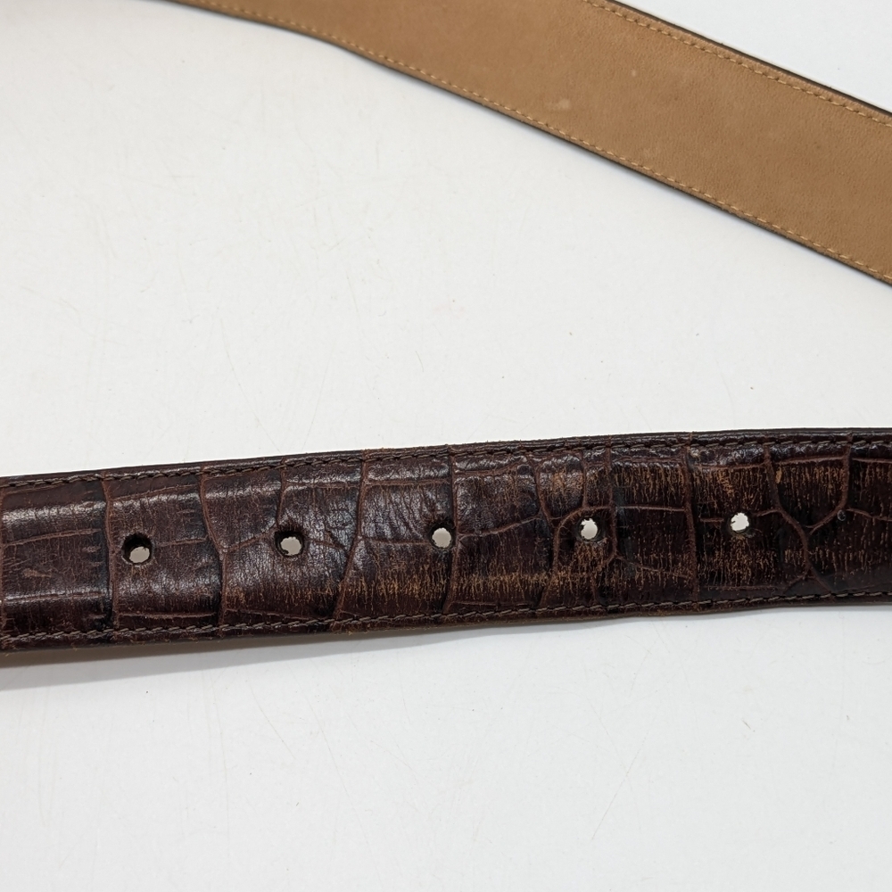 Brighton Brown Silver Floral Leather Belt L - Picture 7 of 7